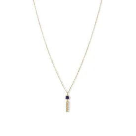 14 Karat Gold Plated Mini Lapis and Tassel Necklace