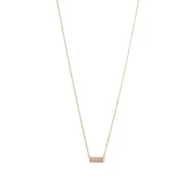 14 Karat Gold Plated Mini Synthetic Pink Opal Bar Necklace