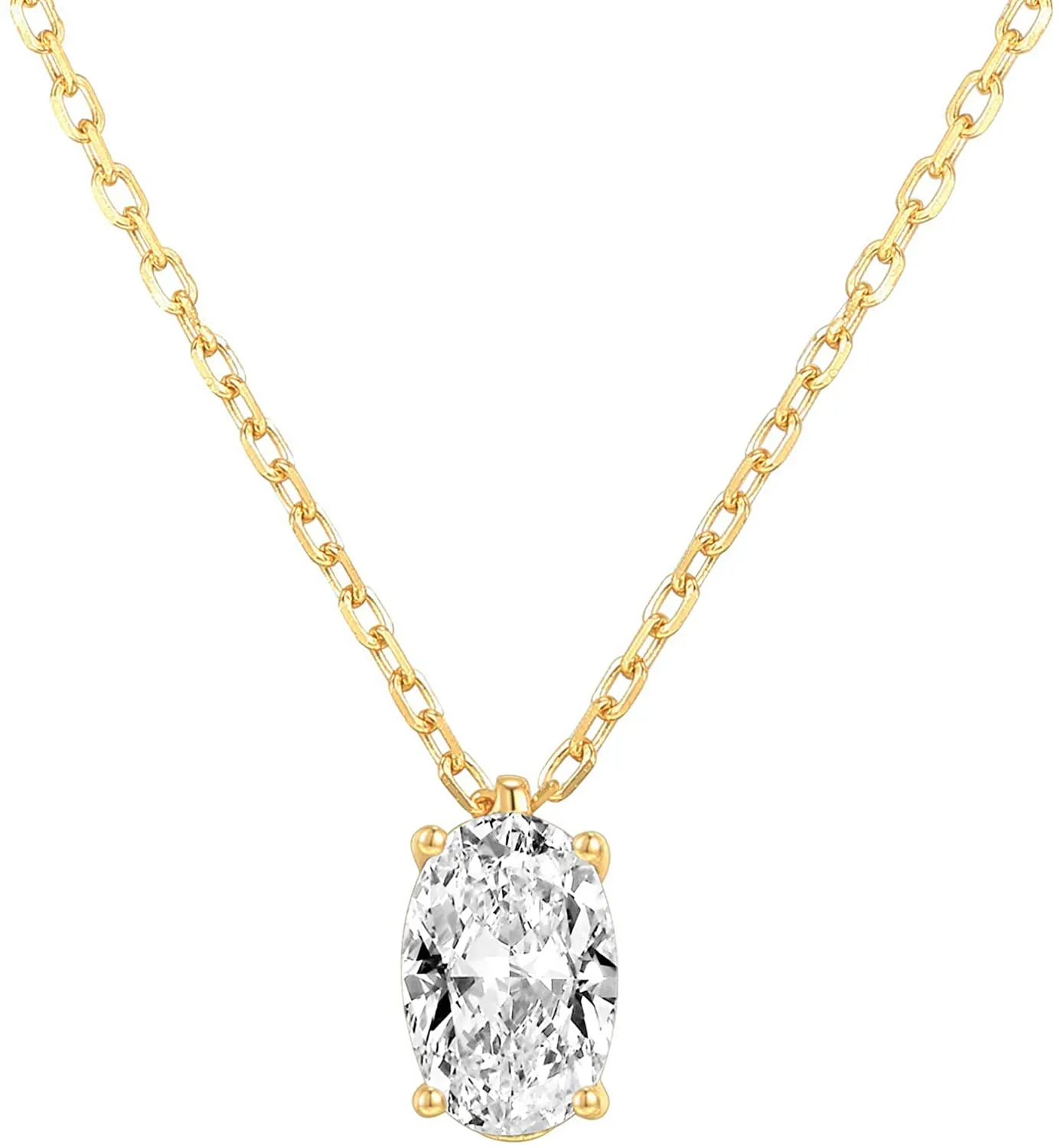 14K Gold Plated CZ Pendant Necklace
