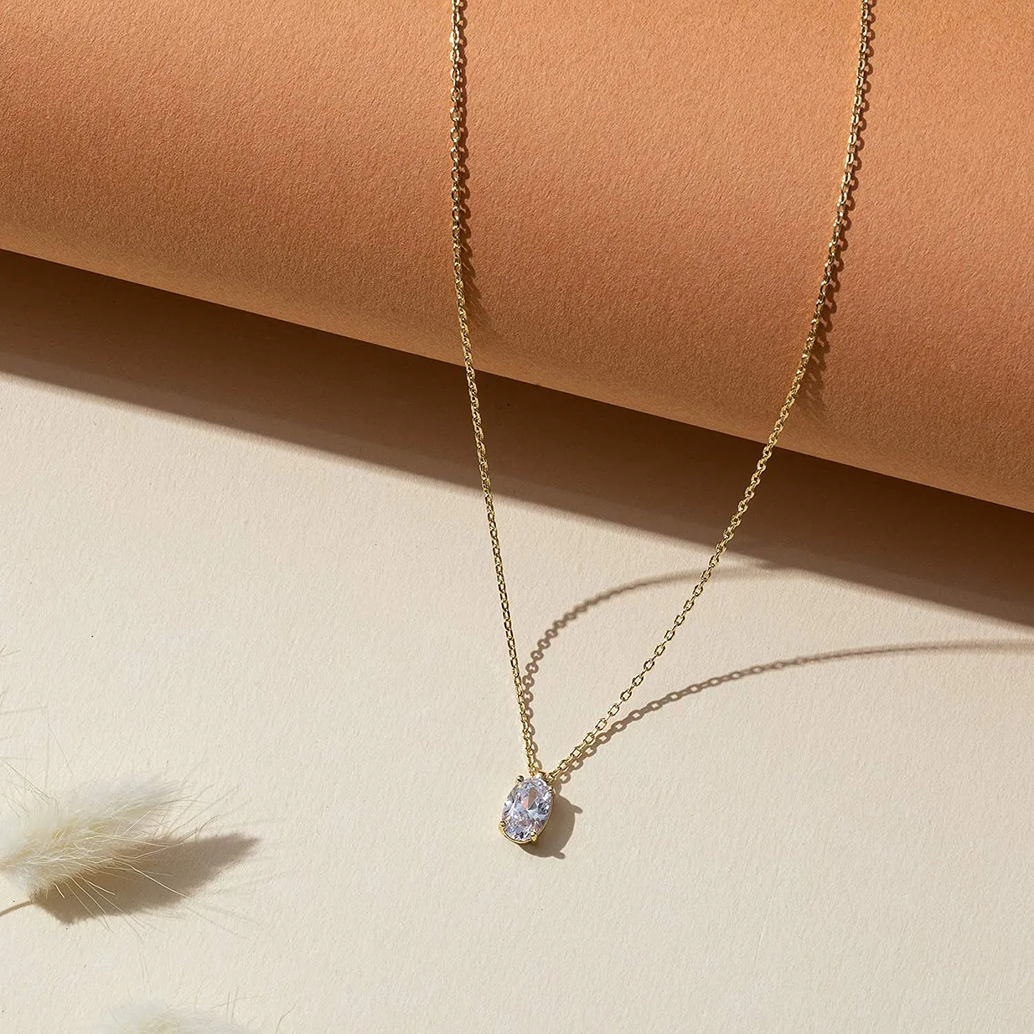 14K Gold Plated CZ Pendant Necklace