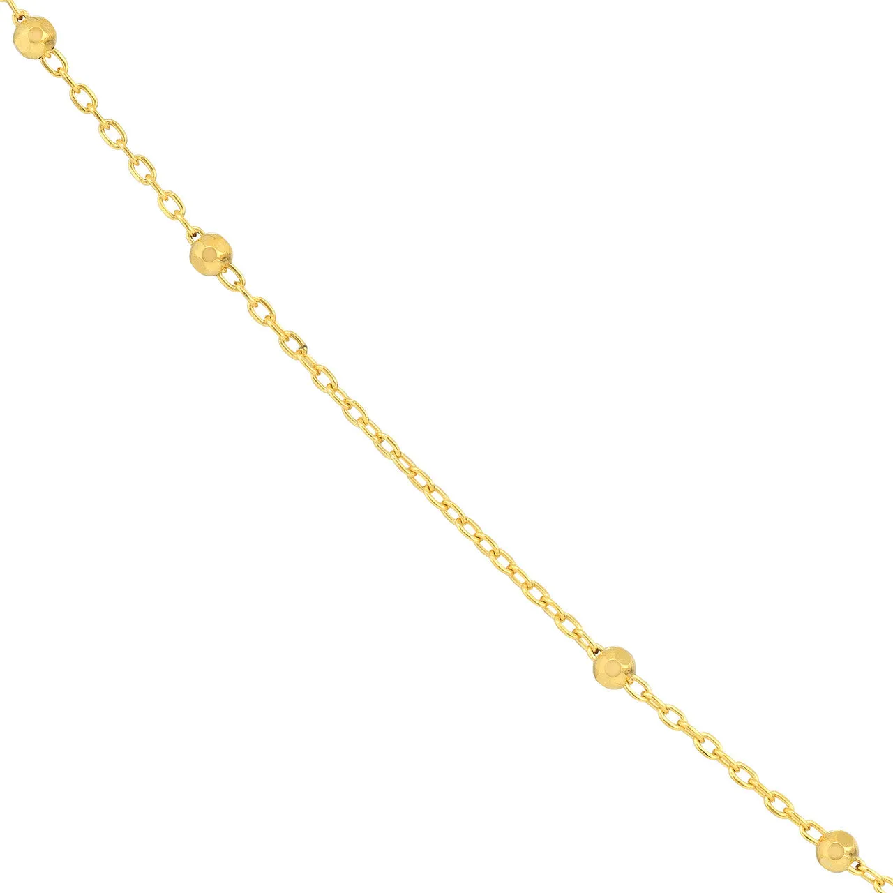 14K Yellow Gold 1.7mm Faceted Bead Saturn Chain Necklace with Lobster Lock