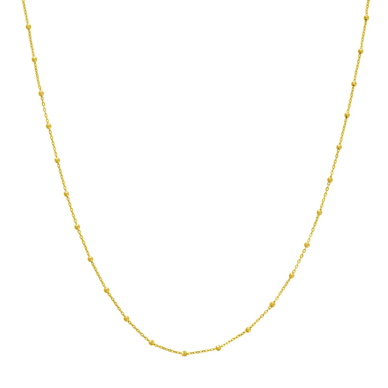 14K Yellow Gold 1.7mm Faceted Bead Saturn Chain Necklace with Lobster Lock