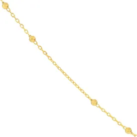14K Yellow Gold 1.7mm Faceted Bead Saturn Chain Necklace with Lobster Lock