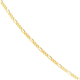 14K Yellow Gold Or White Gold 1.28mm Adjustable Figaro Choker Chain Necklace with Spring Ring