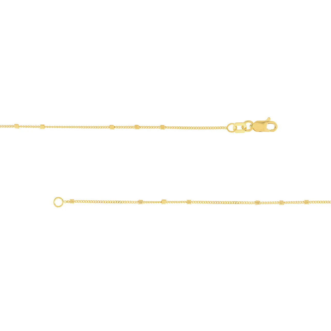 14K Yellow Gold or White Gold 1.35mm Triple Bead Saturn Chain Necklace with Lobster Lock