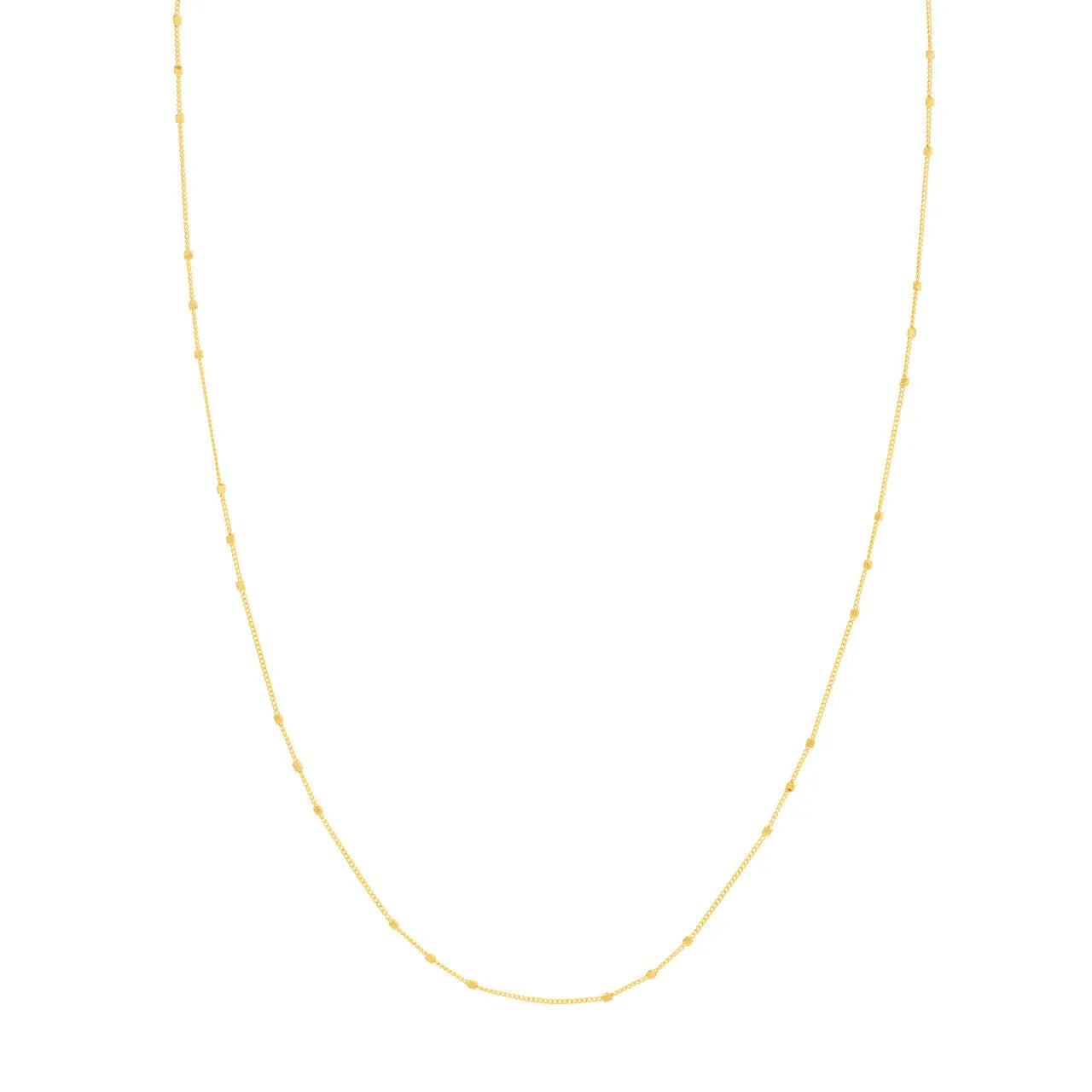 14K Yellow Gold or White Gold 1.35mm Triple Bead Saturn Chain Necklace with Lobster Lock