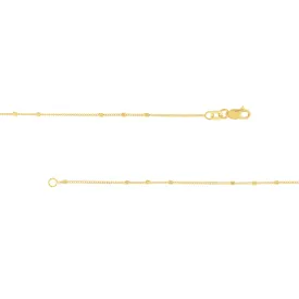 14K Yellow Gold or White Gold 1.35mm Triple Bead Saturn Chain Necklace with Lobster Lock