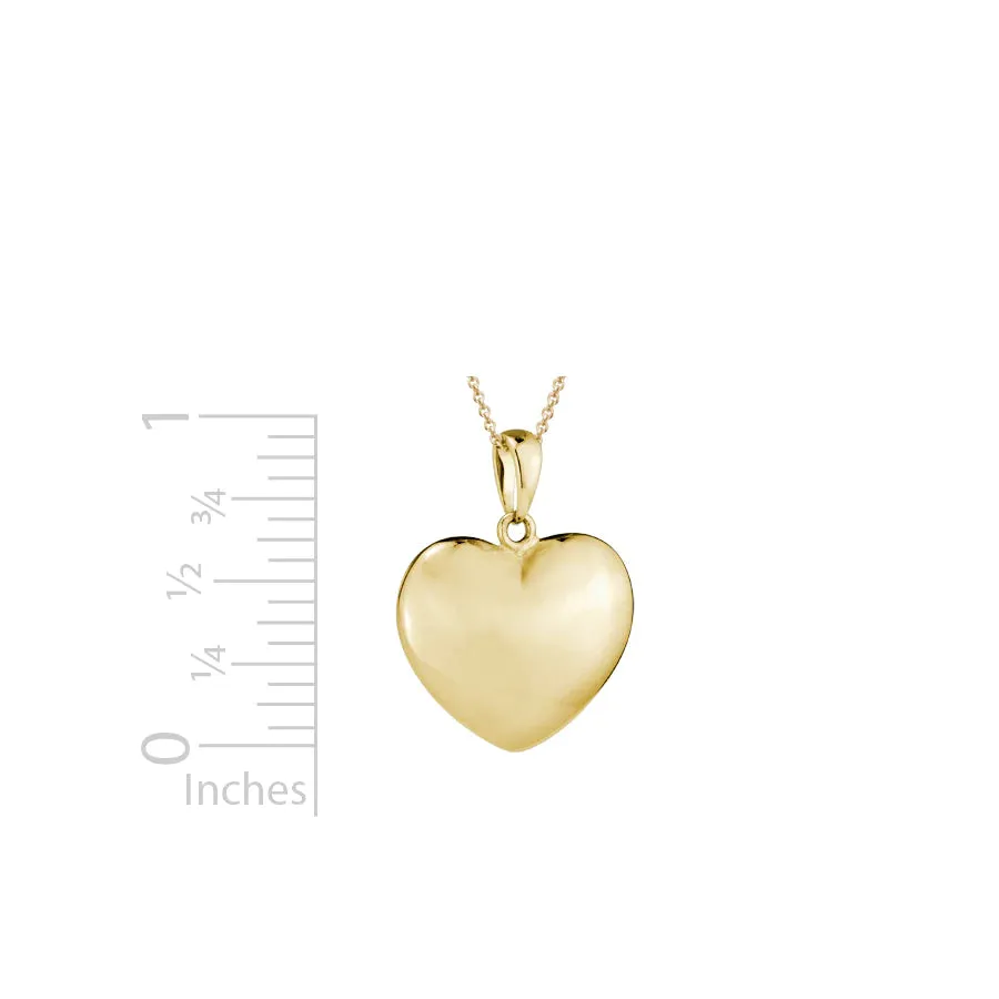 14K Yellow Gold Puffed Heart 16-18" Necklace