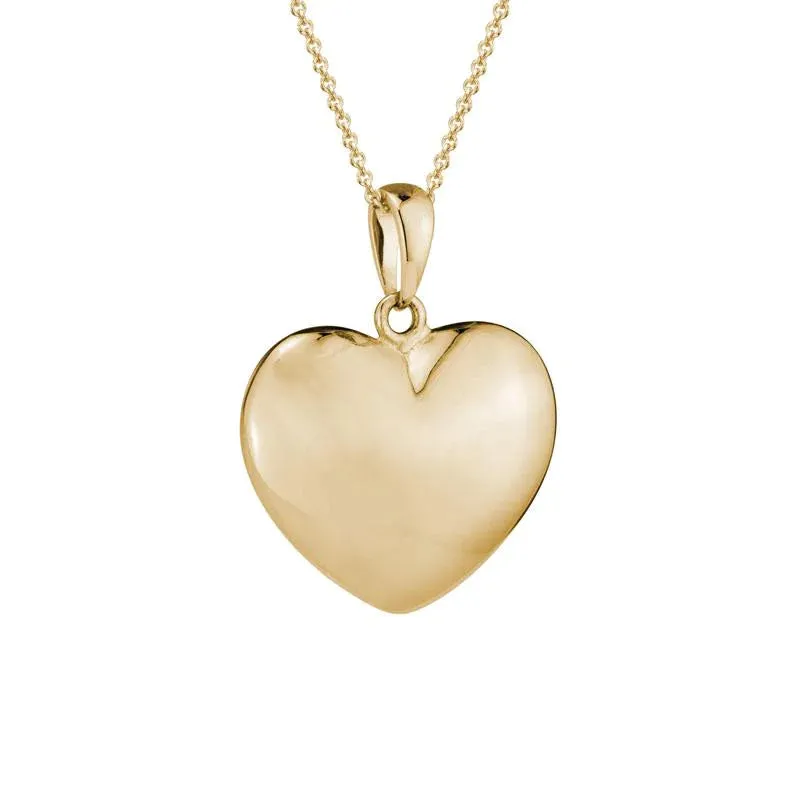 14K Yellow Gold Puffed Heart 16-18" Necklace
