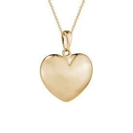 14K Yellow Gold Puffed Heart 16-18" Necklace