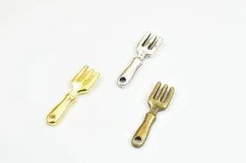 16 PCs Fork Charm Pendant Beads Bronze/Gold/Silver Size 23x6.5mm Decorative Design Metal Beads Hole Size 1.5mm Opening for Jewelry Making
