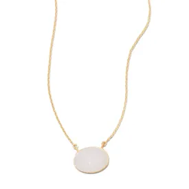 16"   2" 14 Karat Gold Plated White Druzy Necklace