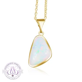 18kt Yellow Gold triangle shape White opal 3.01ct pendant
