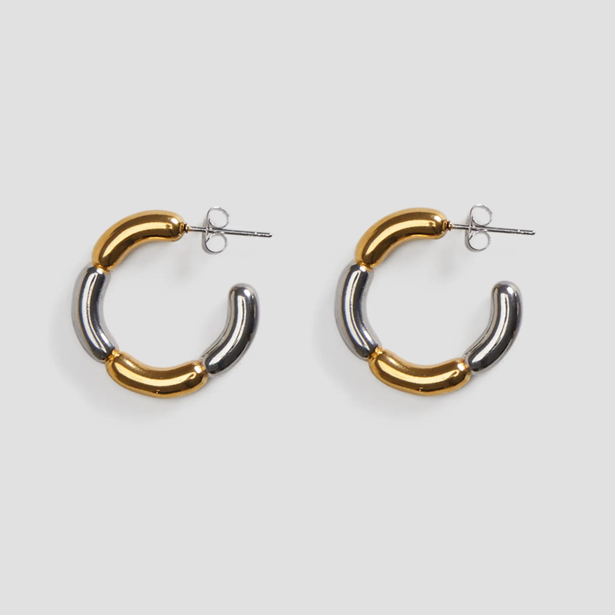 2-Tone Geometric Floral Midi Earrings