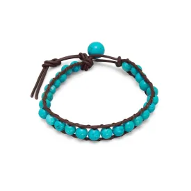 7" 1" Leather and Magnesite Bracelet