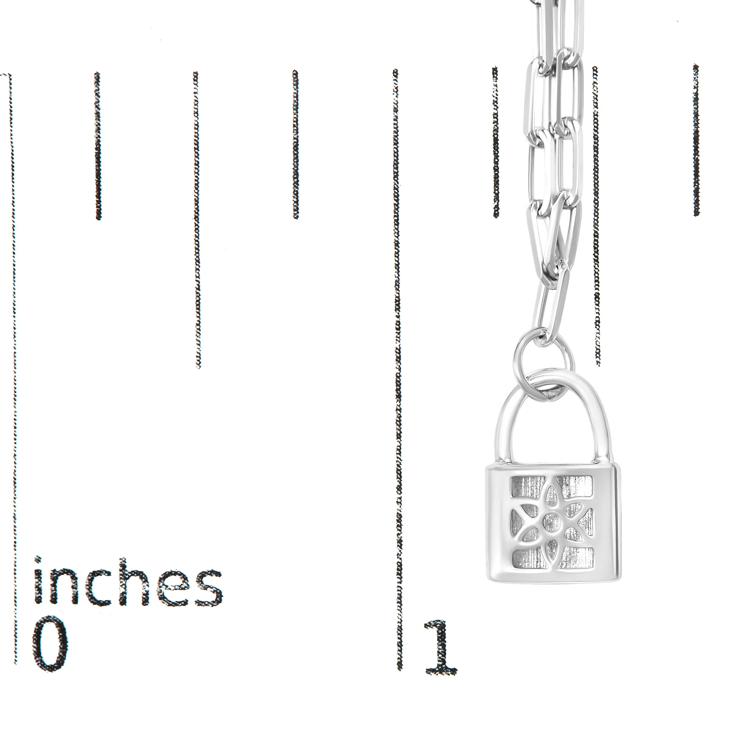 .925 Sterling Silver 1/10 Cttw Round Diamond Lock Pendant Paperclip Chin Necklace