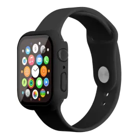 Apple Watch (45mm) silicone watch strap   cover with tempered glass - Black / Size: S / M