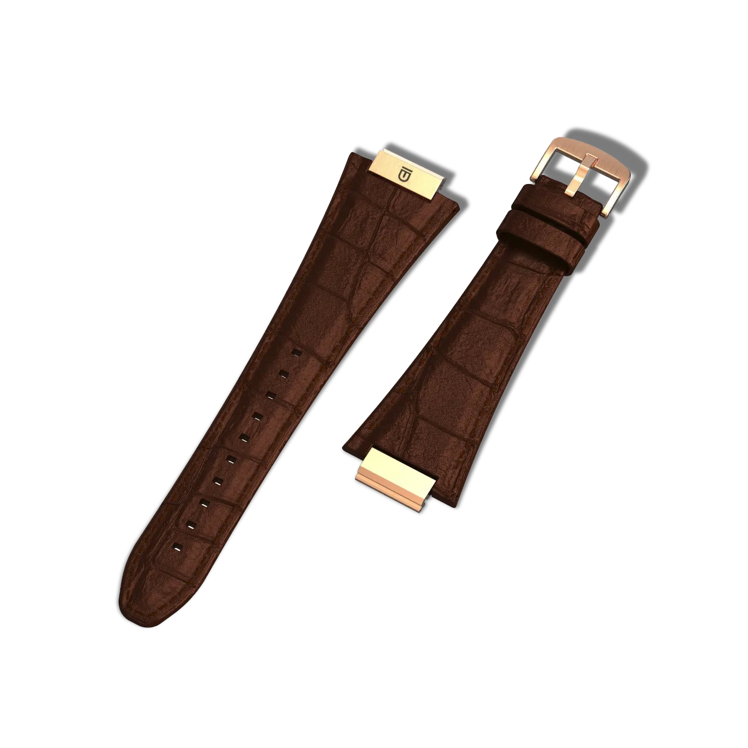 Apple Watch Strap Rose Gold Brown ML - Leather