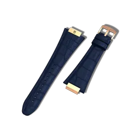 Apple Watch Strap Rose Gold Navy ML - Leather