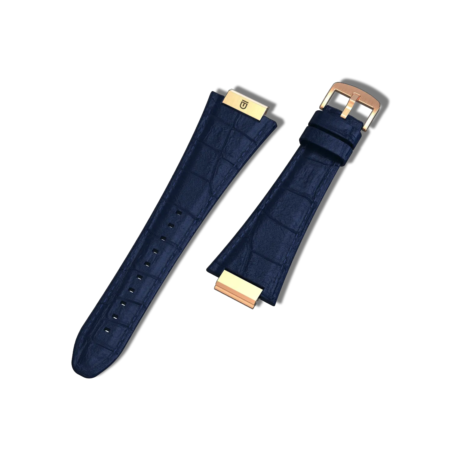 Apple Watch Strap Rose Gold Navy ML - Leather