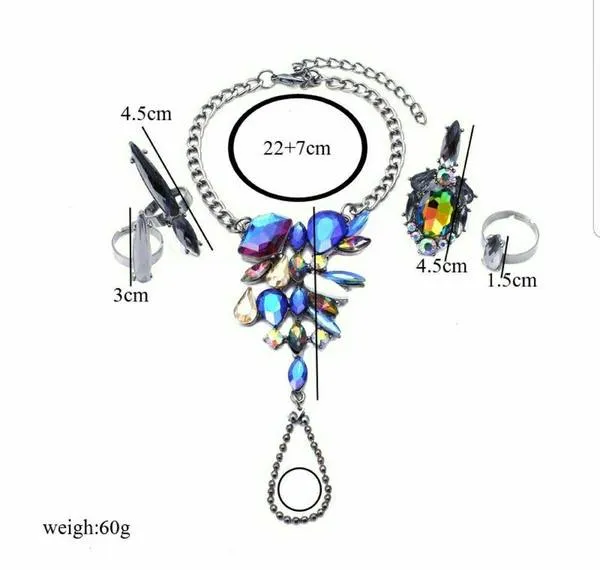 Aqua Charm Bracelet Rings Set