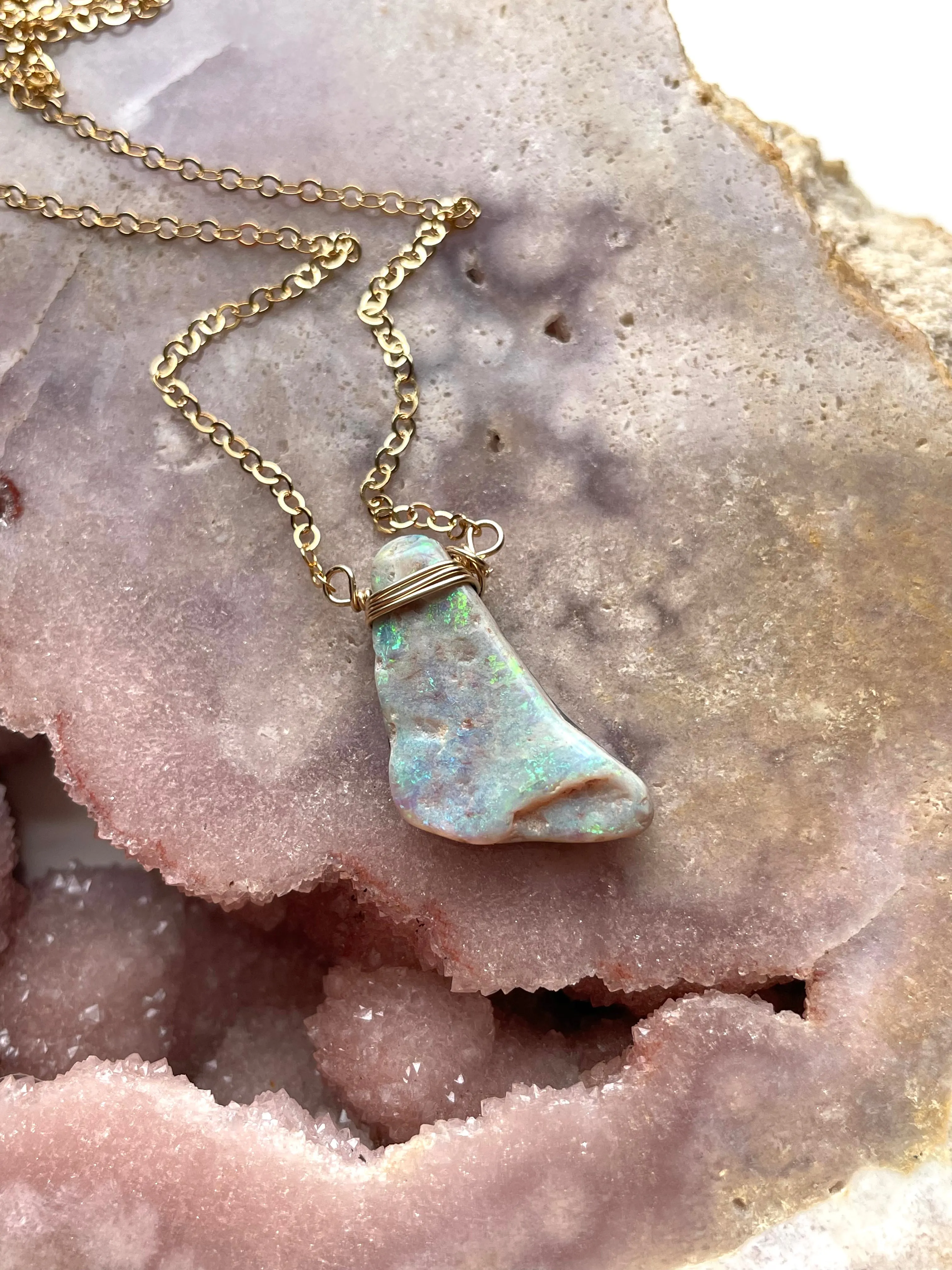 Australian Opal Doublet Pendant Necklace Gold Fill
