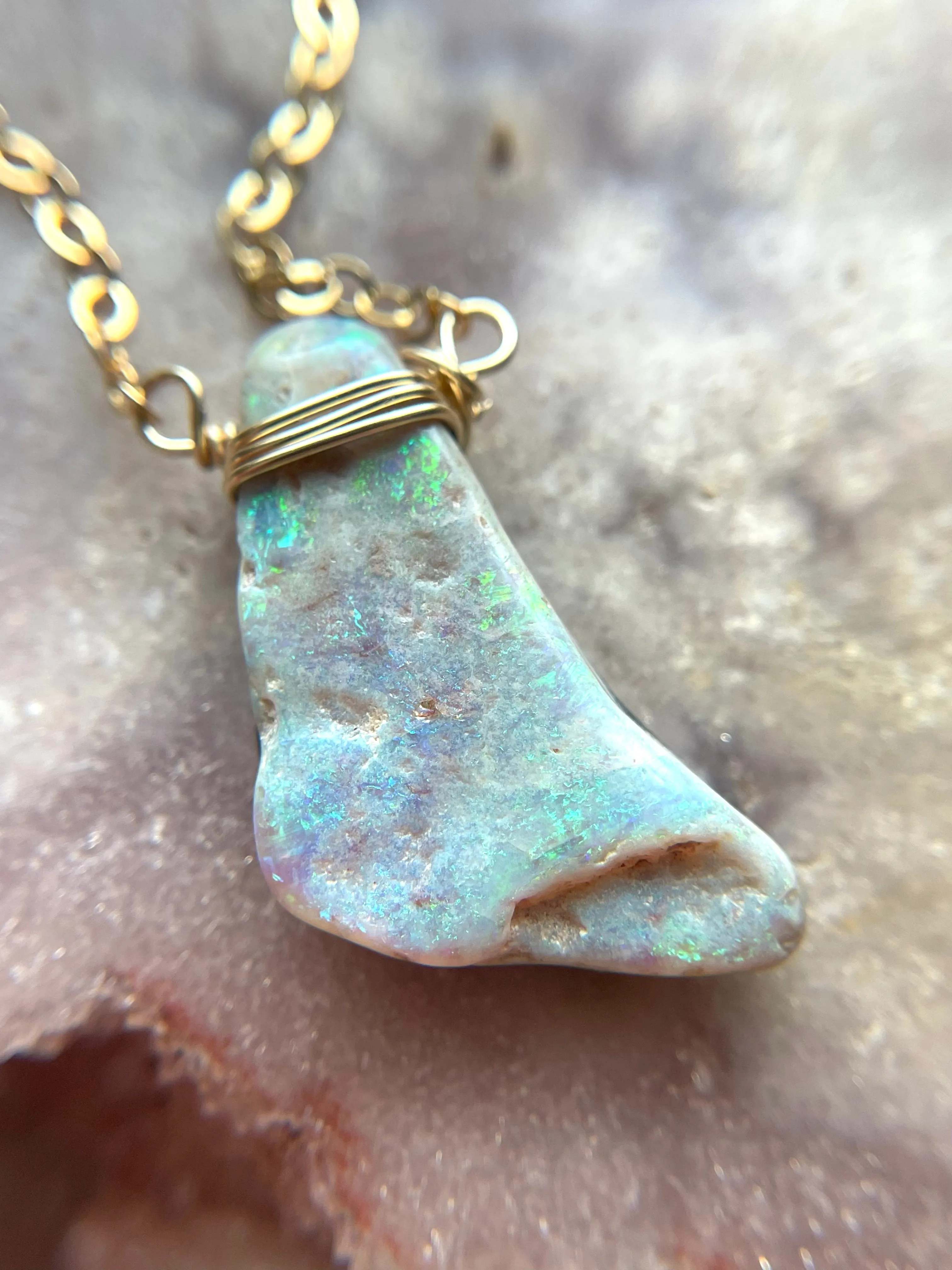 Australian Opal Doublet Pendant Necklace Gold Fill