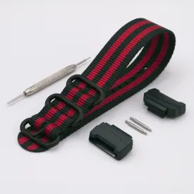 Ballistic Nylon Crimson Stripe Watch Strap with G-Shock Compatible Adapter and Spring Bar Tool