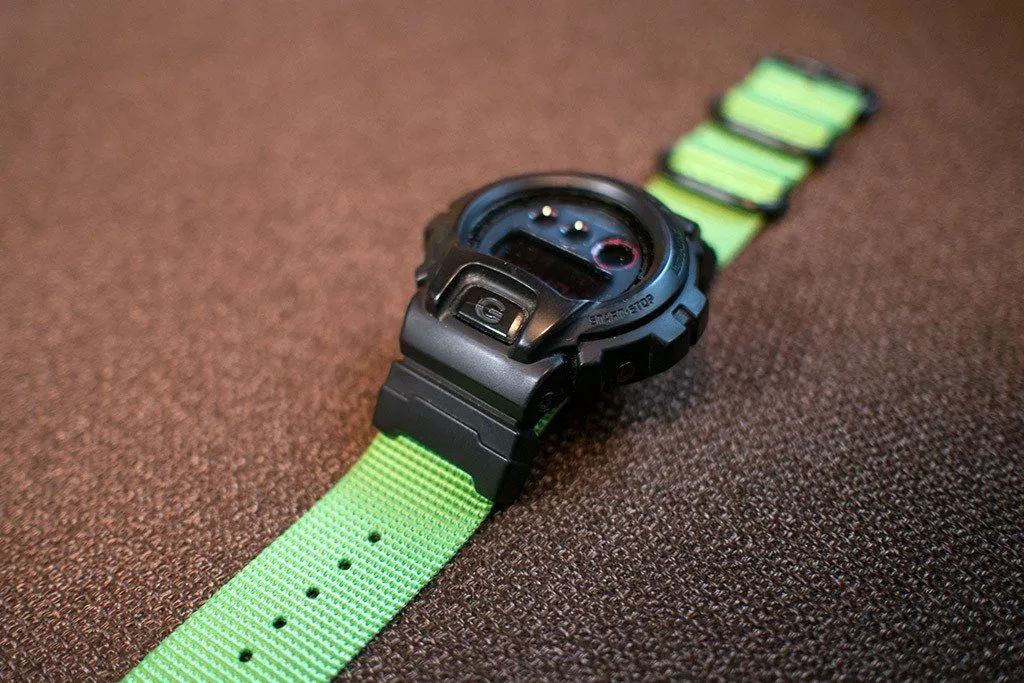 Ballistic Nylon Shamrock Green Watch Strap with G-Shock Compatible Adapter and Spring Bar Tool