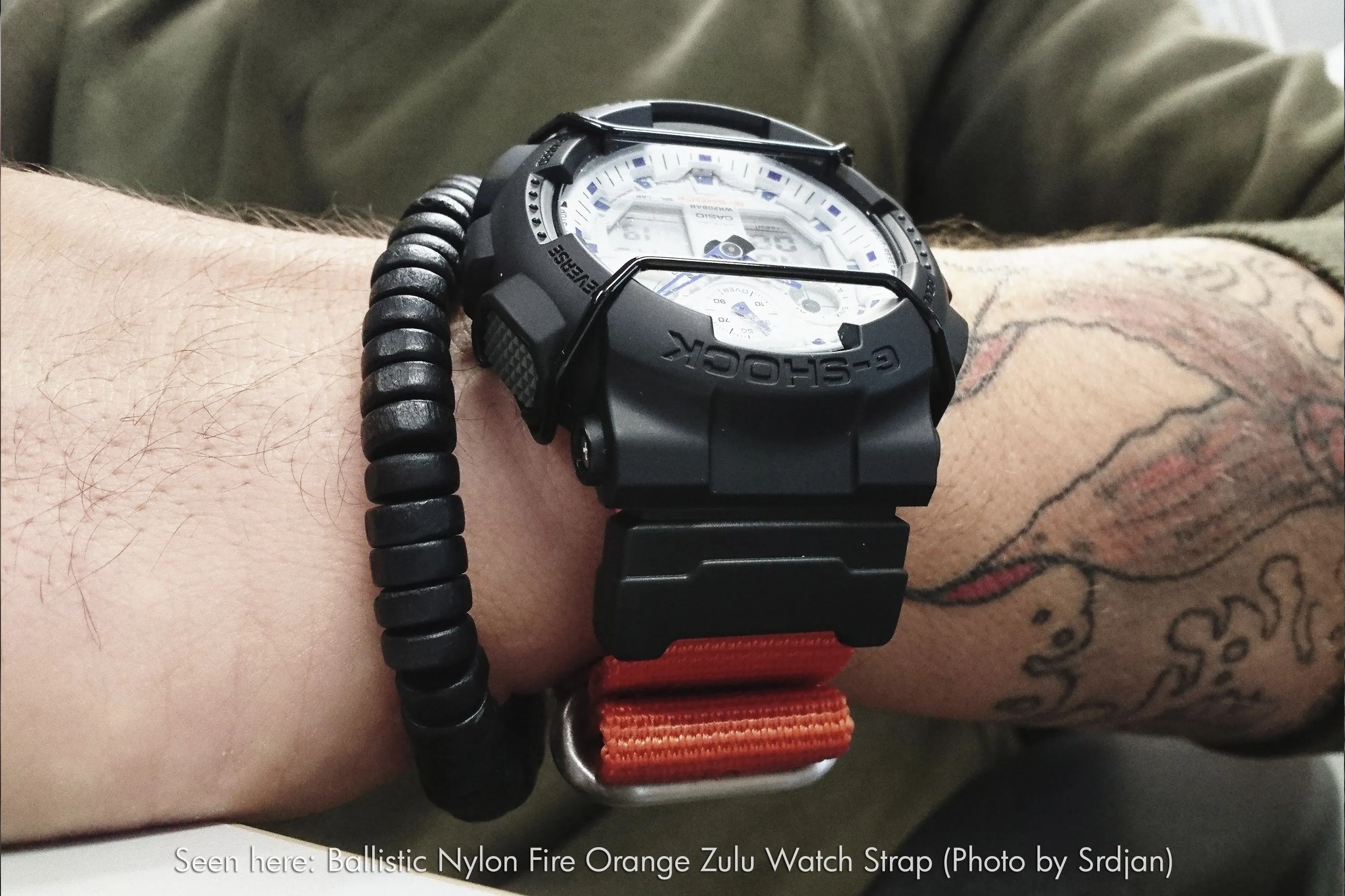 Ballistic Nylon Shamrock Green Watch Strap with G-Shock Compatible Adapter and Spring Bar Tool