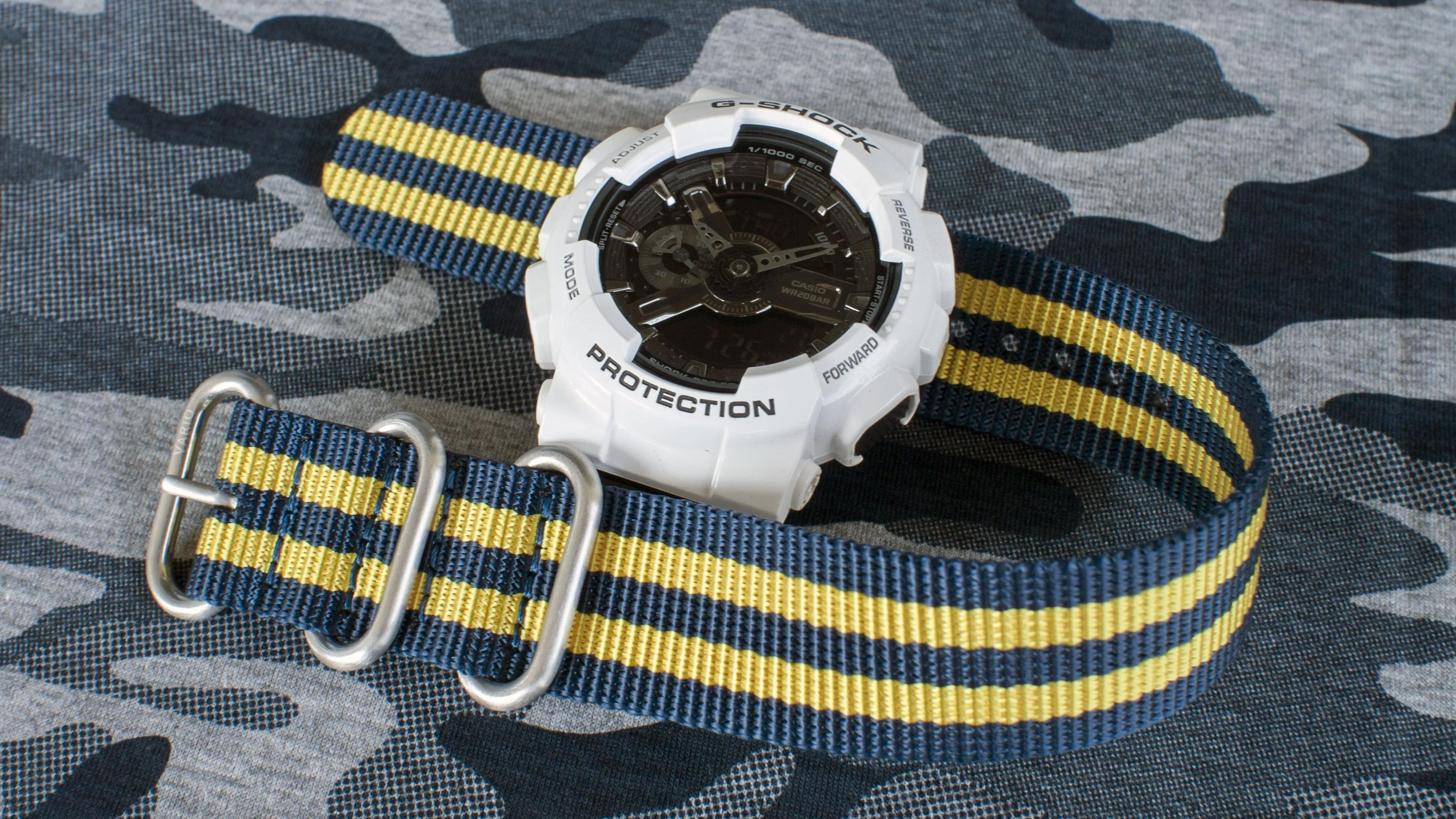 Ballistic Nylon Swedish Stripe Watch Strap with G-Shock Compatible Adapter and Spring Bar Tool
