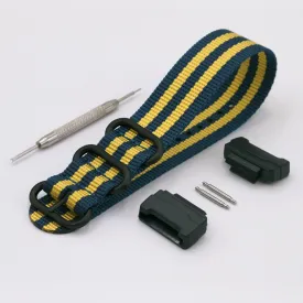 Ballistic Nylon Swedish Stripe Watch Strap with G-Shock Compatible Adapter and Spring Bar Tool