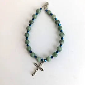 Beaded Cross Charm Bracelet