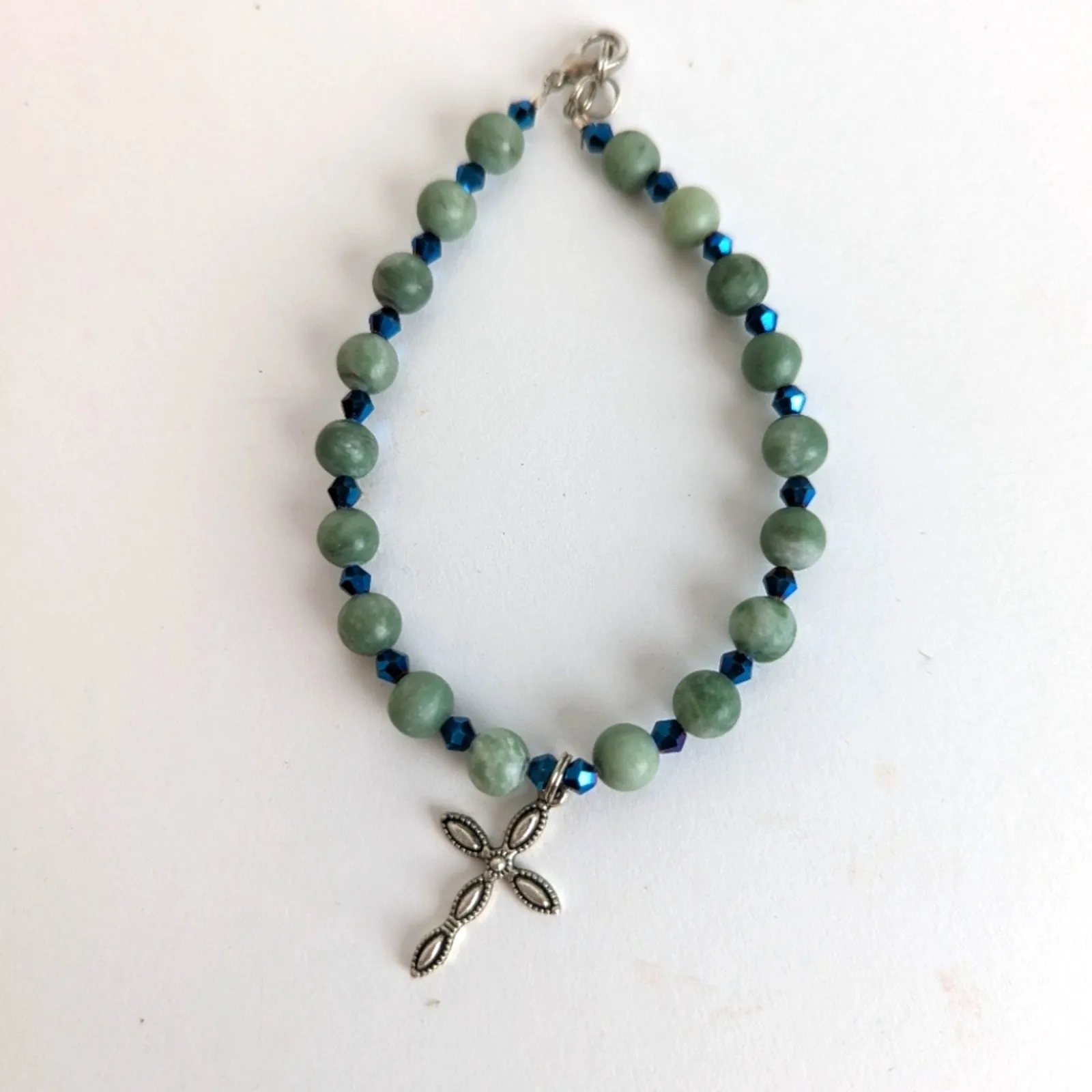 Beaded Cross Charm Bracelet