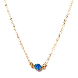 Blue Opal Solitaire Necklace