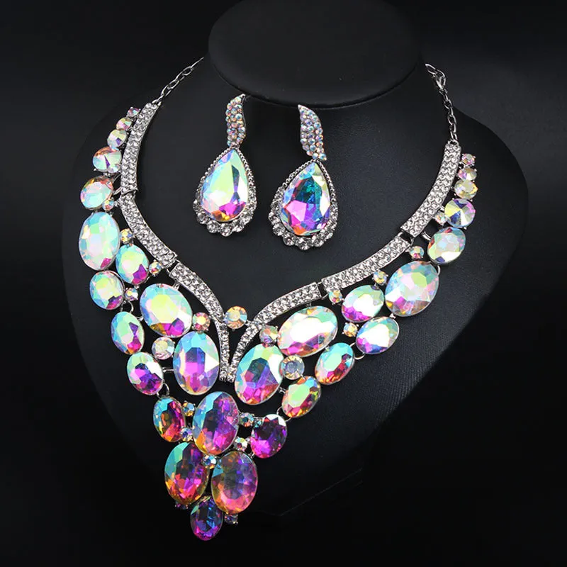 Bridal Crystal jewelry set Wedding Rhinestones jewelry set Crystal Necklace And Earrings Set