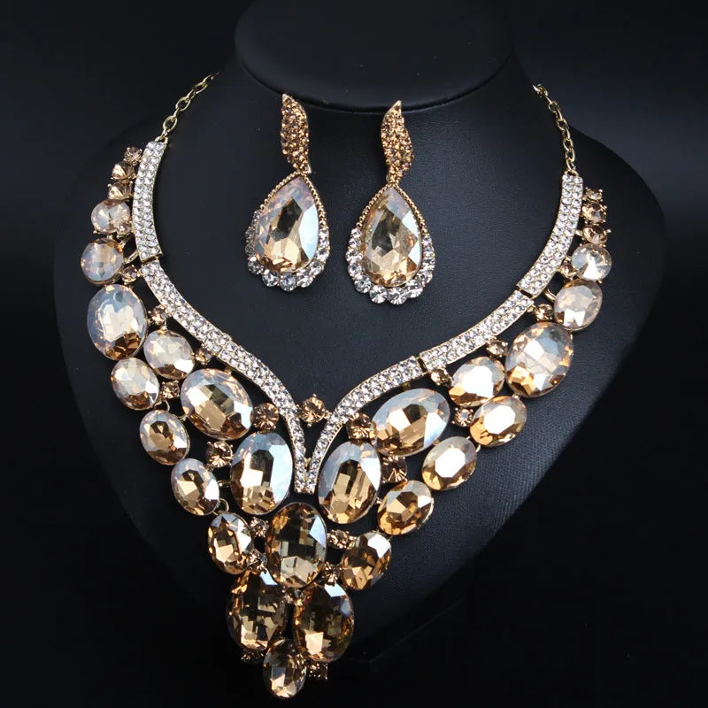 Bridal Crystal jewelry set Wedding Rhinestones jewelry set Crystal Necklace And Earrings Set
