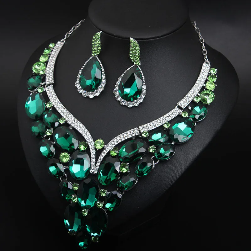Bridal Crystal jewelry set Wedding Rhinestones jewelry set Crystal Necklace And Earrings Set