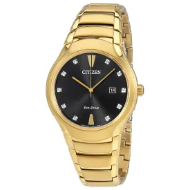 Citizen Paradigm Diamond Black Dial Gold-tone Men's Watch AW1552-54E