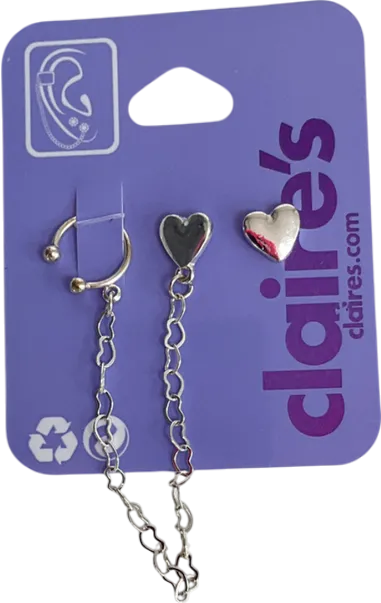 Claire's Metallic Sliver Heart Dangling Earrings One Size