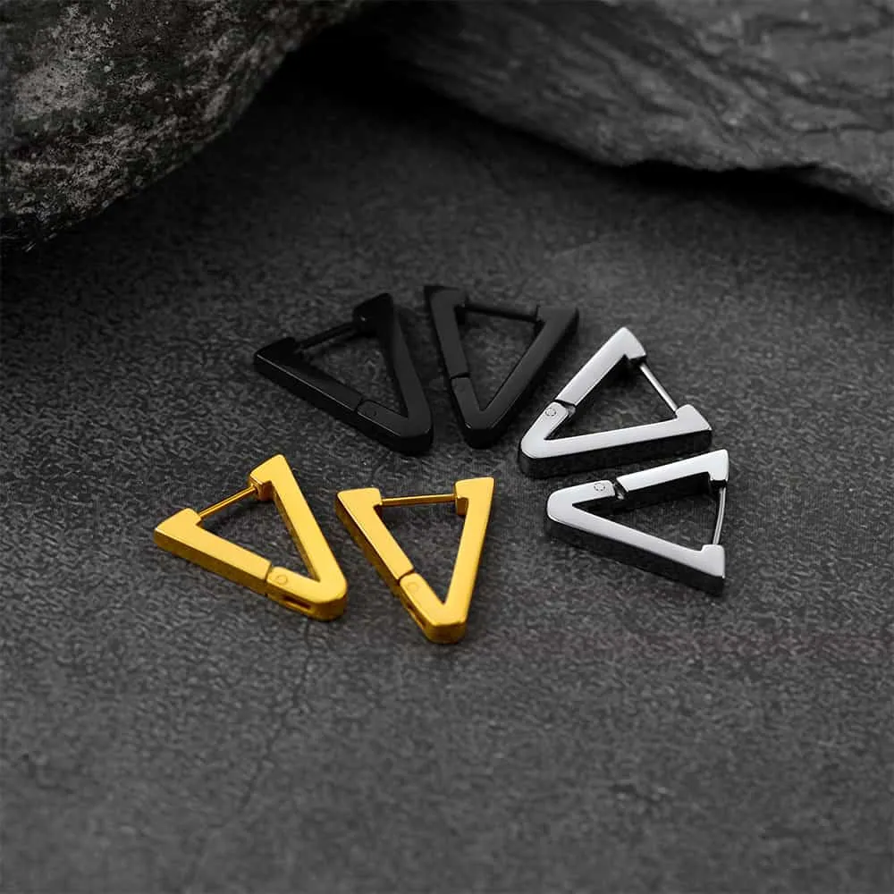 Classic Triangle Huggie Hoop Earrings for Men Women