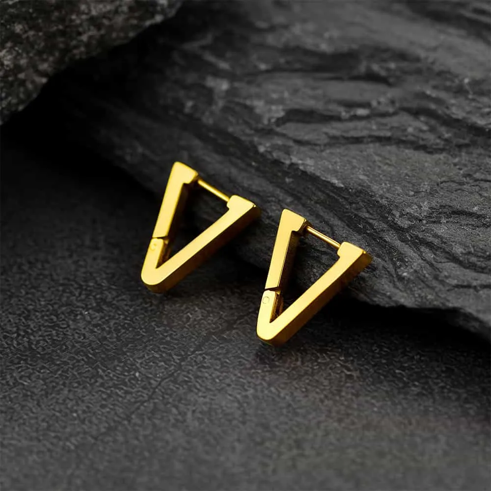 Classic Triangle Huggie Hoop Earrings for Men Women
