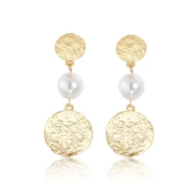 Coin X Pearl Earrings