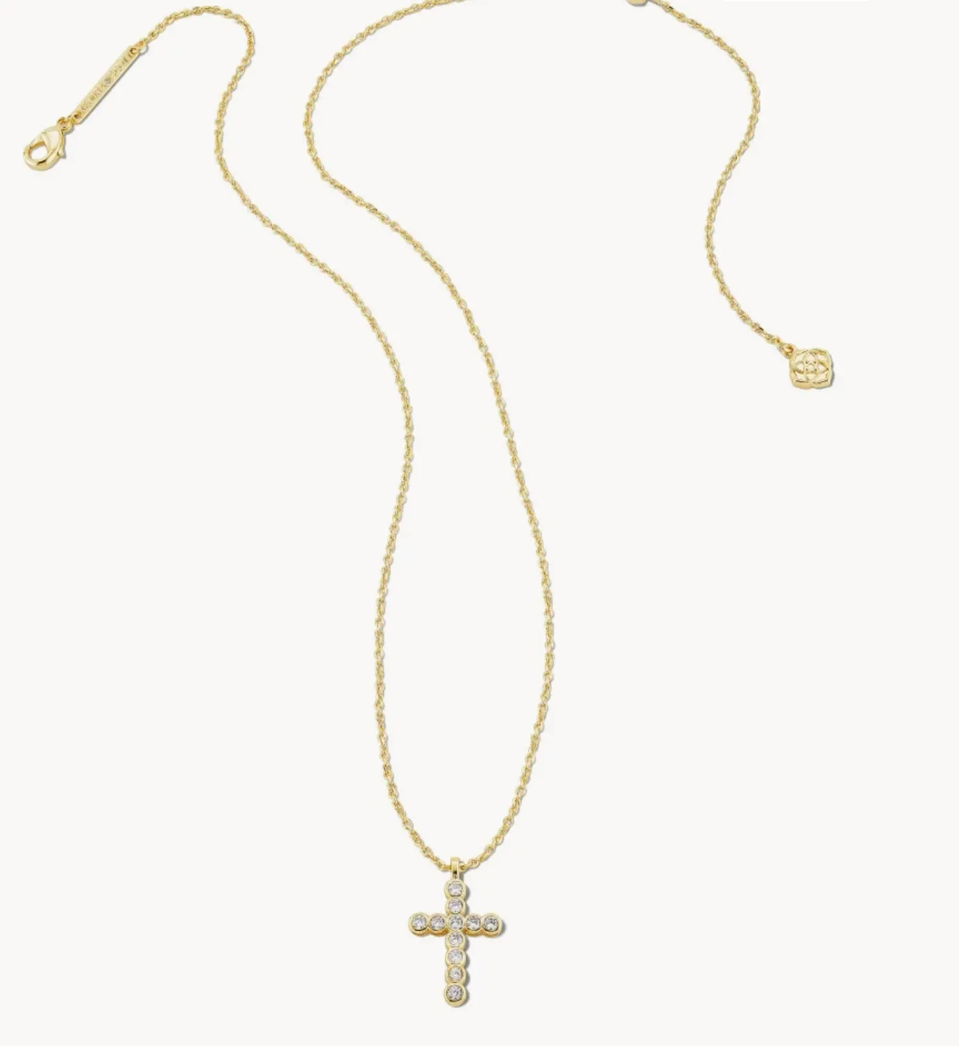 Cross- Gold White Crystal Necklace