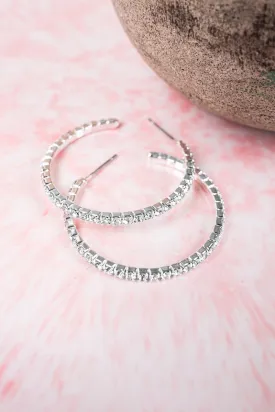 Crystal Avenue Candice Silvertone Crystal Hoop Earrings