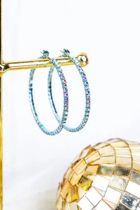Crystal Avenue Life's A Party Crystal Aqua Hoop Earrings