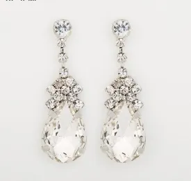 Cubic Zirconia Drop Earrings With Tiny CZ Luxury Bridal Party Earrings Rhodium Plated