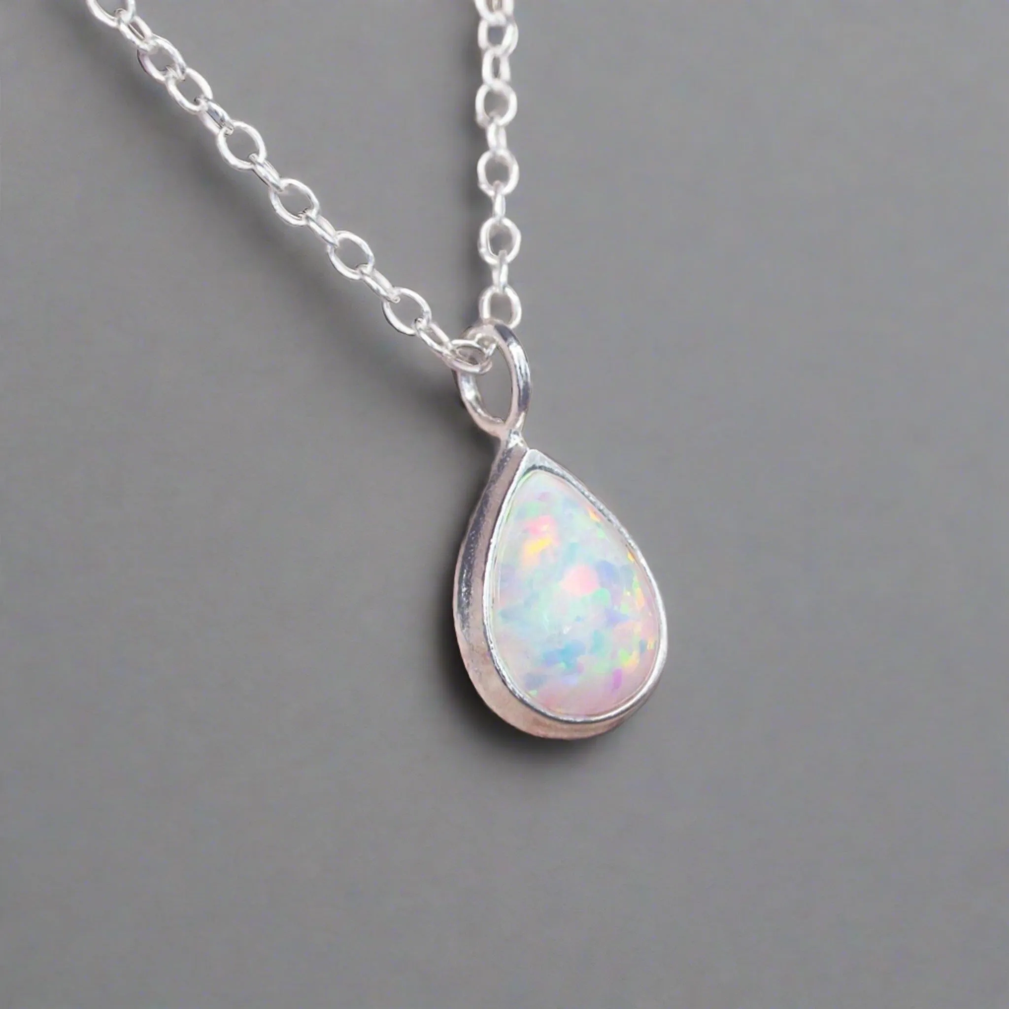Dainty Tear Drop Opal Necklace