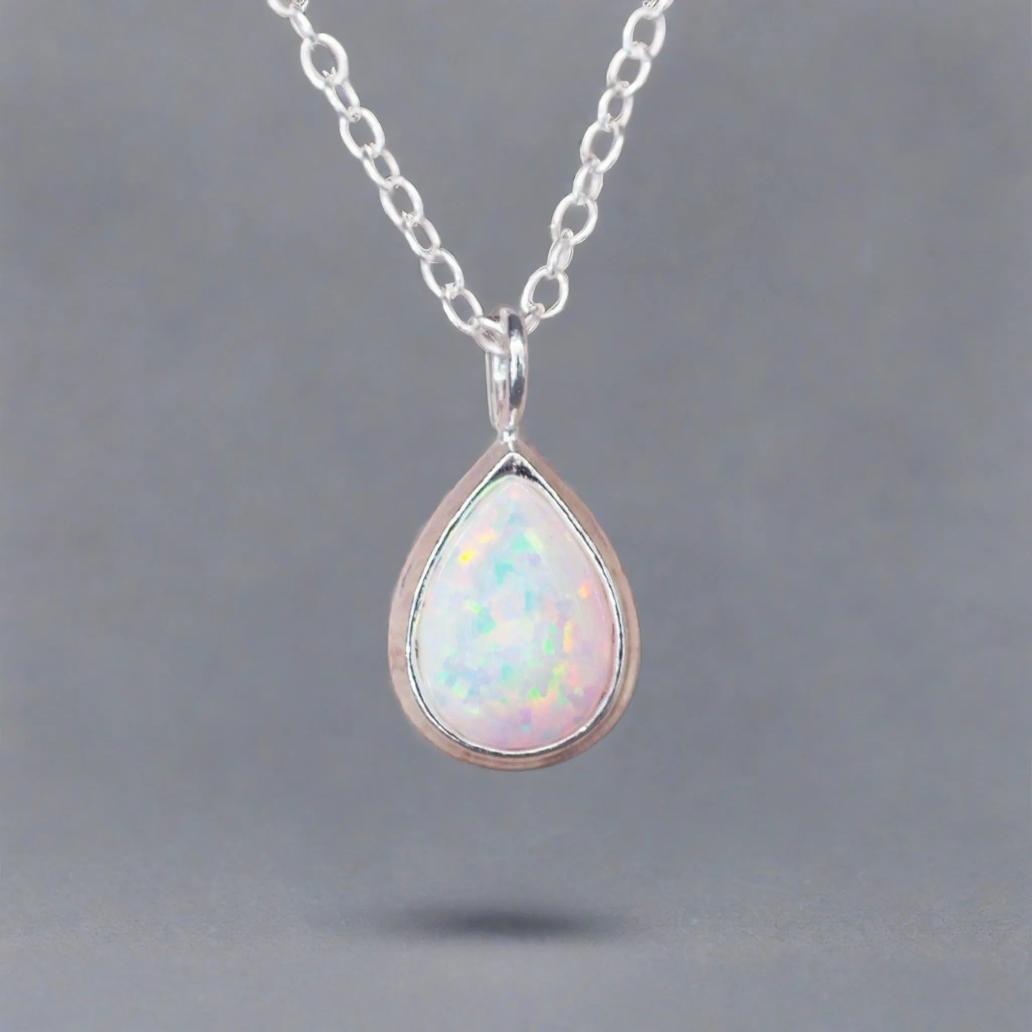 Dainty Tear Drop Opal Necklace