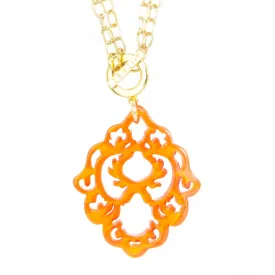 Deco Pendant Necklace - Orange